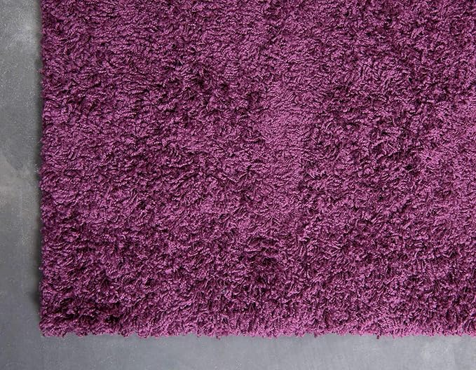 Unique Loom Solid Shag Collection Area Rug (8' x 10' Rectangle Eggplant Purple)