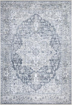 Bloom Rugs Caria Washable Non-Slip 3x5 Rug - Gray/Dark Blue Traditional Area Rug for Living Room, Bedroom, Dining Room, and Kitchen - Exact Size: 3' x 5'