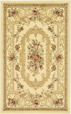 Unique Loom Versailles Collection Traditional Classic Floral Motif Area Rug (3' 3 x 5' 3 Rectangular, Ivory/ Tan)