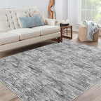 RUGSREAL 8x10 Washable Rug for Living Room Non-Slip Modern Abstract Area Rug Stain Resistant Large Bedroom Rug Contemporary Accent Throw Floor Carpet Solid Rug for Dining Room Home Decor, Ivory/Grey