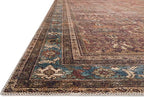 Loloi Layla Collection LAY-01 Brick/Blue 3'-6" x 5'-6" .13" Thick Accent Rug, Soft, Durable, Vintage Inspired, Distressed, Low Pile, Non-Shedding, Easy Clean, Printed, Living Room Rug
