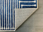 GLN Rugs Contemporary Collection - Machine Washable Area Rug, Contemporary Washable, Non Slip, Low Pile Chenille Rug, Living Room, Bedroom, Kitchen Rug (2'6" x 10' Lines Blue)