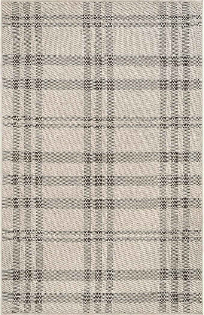CAMILSON Easy Jute Rug 5x7, Indoor Outdoor Off-White Color Fiber Area Rugs for Living Room Patio and Kitchen Rug Checkred Boho Woven Design, Easy-Cleaning, Washable Outside Carpet (5 x 7)