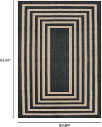 Lahome Modern Geometric Easy Jute Outdoor Rug, 5x7 Patio Living Room Rug Large Black Carpet for Bedroom, Farmhouse Washable Indoor Outdoor Carpet for Dining Room Backyard Deck