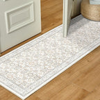 WITSHOCK 2x6 Runner Rugs for Hallways,Vintage Neutral Hallway Rugs for Entryway,Soft Distressed Boho Floral Carpet for Kitchen Bedroom (Camel/Beige,2x6)