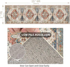 Enkor Runner Rugs for Hallway, 2.6x10.5 Washable Soft Non Slip Floor Rugs for Kitchen, Modern Mat for Living Room Bedroom Entryway Beige & Red