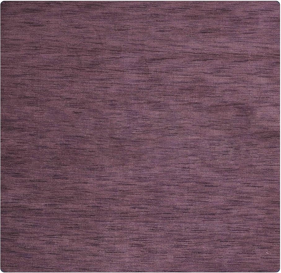 Rugsotic Carpets Hand Knotted Loom Wool ECO-Friendly Area Rugs - 6'x6', Square, Purple Color, Solid Plain Design, High Pile Thick Handmade Anti Skid Area Rugs for Living Room, Bed Room (L00111)