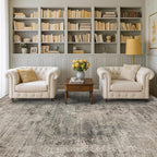 Farmhouse Brown Rugs for Living Room 8x10 - Taupe Rustic Minimalist Area Rug for Dining Room, Large Bedroom, Washable Foldable Dark Academy Décor