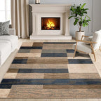 Superior Indoor Area Rug, Jute Backing, Plush Modern Rugs for Entryway, Kitchen Floors, Office Floor Cover, Color Block Rugs, Rockwood Collection, 5' x 8', Midnight Navy