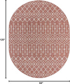 Unique Loom Outdoor Trellis Collection Area Rug - Tribal Trellis (7' 10" x 10' Oval, Rust Red/ Ivory)