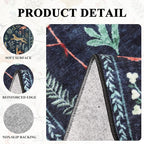 DUKINO 6ft Round Rug for Bedroom, Animal Print Washable Circle Rug with Low Pile Design, Soft Indoor Floor Non Slip Carpet for Entryway, Living Room, Office, Dining Room, Navy Blue