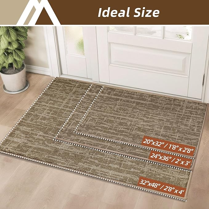 COSY HOMEER-Door-Mat Dirt Trapper Entryway Rugs 20"x32" Non Slip Washable Entrance Mats Absorbent Welcome Mat Low Profile Dog Door Mats for Front Back Doomats and Wet Shoes,Taupe