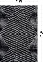 Rugshop Geometric Diamond Stripe Shag Area Rug Anthracite Dark Gray 4' x 6' Ideal for Small Living Rooms, Offices, or Beside The Bed