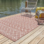 Unique Loom Outdoor Trellis Collection Area Rug - Tribal Trellis (3' 3" x 5' 3" Rectangle, Rust Red/ Ivory)