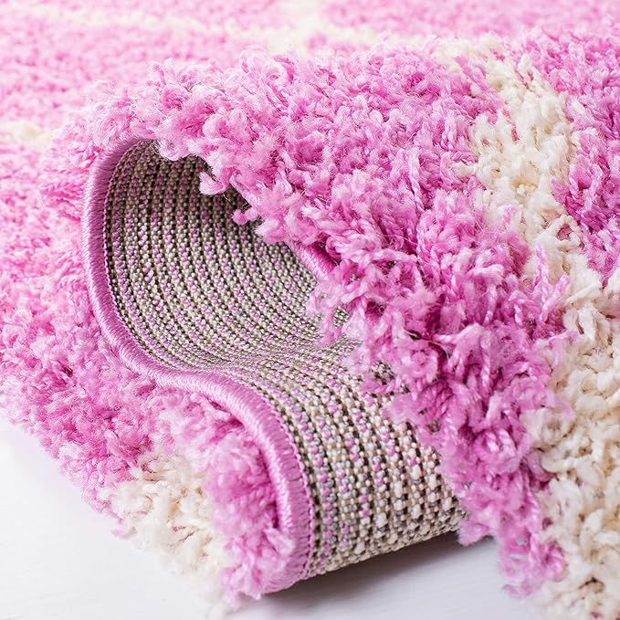 SAFAVIEH Dallas Shag Collection Area Rug - 10' x 14', Pink & Ivory, Trellis Design, Non-Shedding & Easy Care, 1.5-inch Thick Ideal for High Traffic Areas in Living Room, Bedroom (SGD257I)