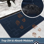BEQHAUSE Door Mat 24" x 60", Non-Slip Door Mats Indoor Entryway Rugs Washable Low-Profile Absorbent and Stain Resist Floor Mats, Dog Door Mat for Front Back Door, Muddy Wet Shoes & Paws, Navy Blue