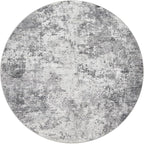 5ft Round Area Rug Living Room Rugs - 5x5 Washable Neutral Modern Abstract Soft Thin Rug Indoor Floor No Slip Rug Carpet for Bedroom Under Dining Table Home Office Decor - Grey