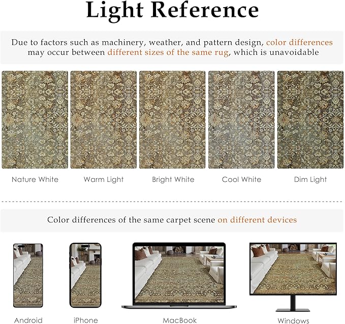 Runner Rug 2x6 Brown Hallway Washable Kitchen Vintage Carpet Non Slip Long Indoor Bedroom Retro Traditional Accent Throw Rug for Bathroom Office Entryway Laundry Dining