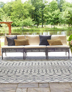 Unique Loom Outdoor Trellis Collection Area Rug - Tribal Trellis (7' 10" Square, Gray/ Black)