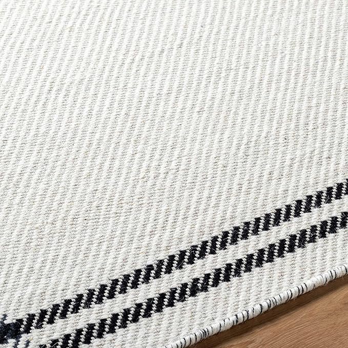 Mark&Day Wool Rugs, 2x8 Janmichael Cottage Light Silver/Black Runner Area Rug, Silver Black Carpet for Hallway, Kitchen, Bedroom or Living Room (2'6" x 8' Runner)