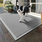 Front Door Mat 24''x36'', Drainage Heavy Duty Dirt Trapping Non-Slip Doormats, Outdoor Rubber Floor Mats, Restaurant Commercial Kitchen Industral Pool Entrance Bar Wet Area, Grey