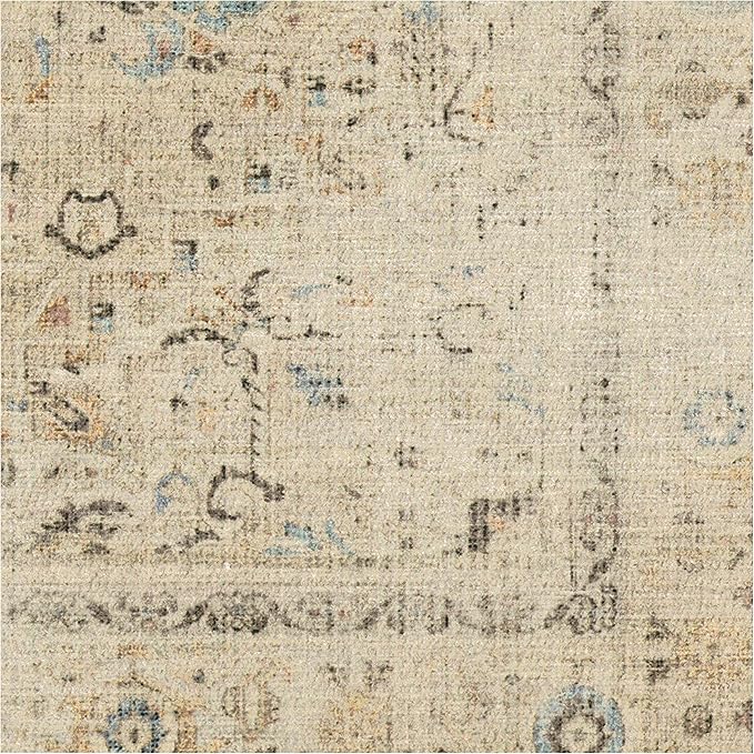 RUGGABLE Washable Vintage Area Rug – Kamran Ivory Opal 9x12, Stain-Resistant, Non-Slip – Large Machine Washable Rugs for Living Room, Bedroom, Hallway, Entryway & Office–with Cushioned Pad