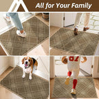 COSY HOMEER Plaid Door Mat 24" x 36",Dirt Trapper Entryway Rugs,Non-Slip Washable Farmhouse Doormat,Low Profile Welcome Mats for Paws Taupe