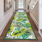 Green Botanical Tropical Leaves Rug 3.3x7ft - Non-Slip Washable Runner, Soft Durable Floor Mat for Hallway, Kitchen, Bedside, Entryway Home Decor