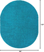 Unique Loom Solid Shag Collection Area Rug (8' x 10' Oval, Turquoise)