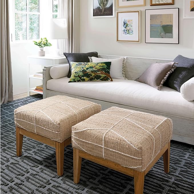 Dash and Albert Campbell Iron Handwoven Wool Rug, 10 X 14 Feet, Neutral/Grey Geometric Pattern - Premium Luxury Hotel Quality Soft Breathable Hypoallergenic Machine Washable Easy Care All Season