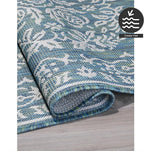 FH Home Flat Woven Outdoor Rug - Waterproof, Easy to Clean, Stain Resistant - Premium Polypropylene Yarn - Persian Farmhouse - Large Patio, Deck, Sunroom - Marbella - Ocean - 7ft 10 in x 10ft 9in