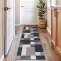 Rugshop Modern Boxes Design Non-Slip (Non-Skid) Carpet for Kitchen, Hallway,Entryway Runner Rug 2'7" x 6' Gray