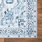 Bloom Rugs Caria Washable Non-Slip 5x7 Rug - Blue Traditional Area Rug for Living Room, Bedroom, Dining Room, and Kitchen - Exact Size: 5' x 7'