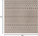 Unique Loom Outdoor Trellis Collection Area Rug - Tribal Trellis (10' 8" Square, Gray/ Black)