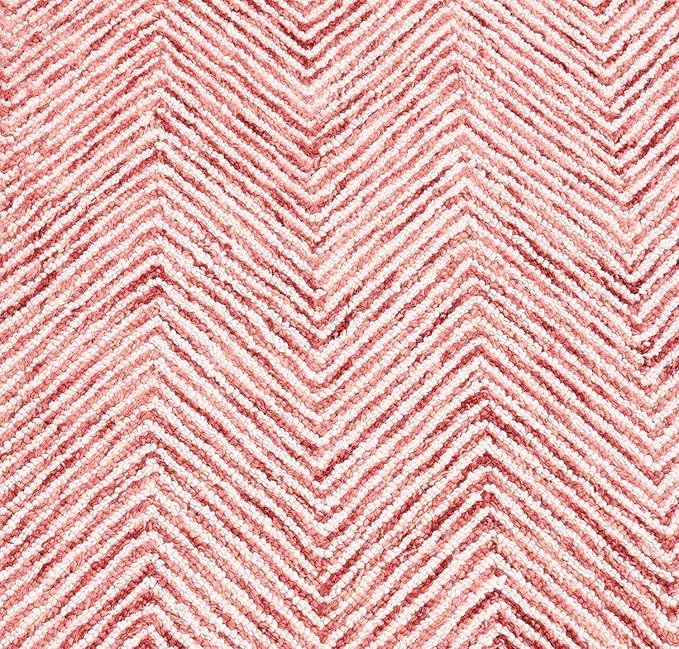 Modern Herringbone Chevron Collection Handcrafted Wool Area Rug - Durable, Zigzag Pattern, for High Traffic, Contemporary Design for Living Room, Bedroom, Dining Room Decor (Blush Pink, 2.6' x 10')