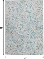 FH Home Flat Woven Outdoor Rug - Waterproof, Easy to Clean, Stain Resistant - Premium Polypropylene Yarn - Distressed Farmhouse - Patio, Deck, Porch, Balcony - Granada - Aqua - 3ft 11in x 5ft 6in