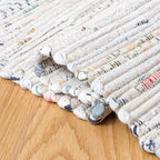 SAFAVIEH Rag Rug Collection Area Rug - 7' Square, Ivory & Multi, Handmade Boho Stripe Cotton, Ideal for High Traffic Areas in Living Room, Bedroom (RAR121G)