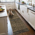 2x6 Machine Washable Runner Rug, Kitchen Hallway Area Rug, Brown Black Vintage Moroccan Rug Ultra Non-Slip Low Pile Soft Faux Wool Carpet, Kids and Pets Friendly for Bedroom Entryway Bedside Decor Rug