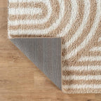 Rugshop Abstract Arch Shag Area Rug Beige 2' x 3' Ideal for Entryways, Kitchens, or Small Spaces