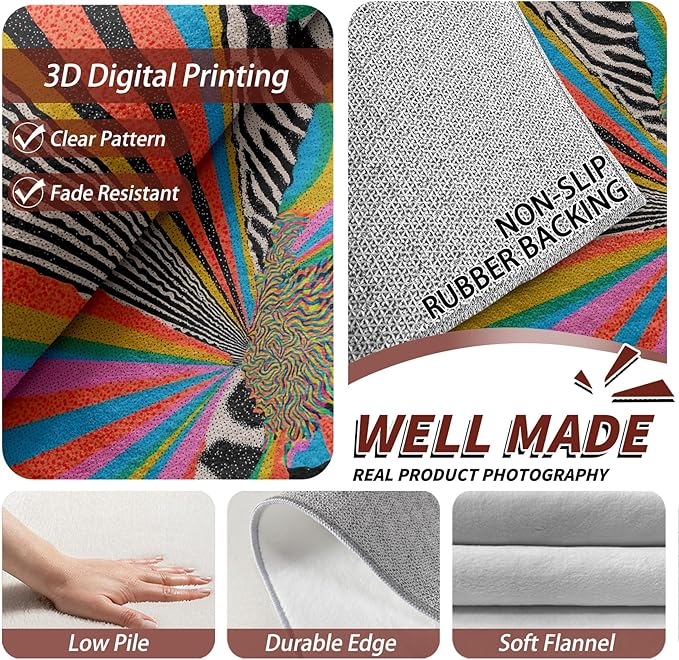 Graffiti Rugs for Entryway - Colorful Abstract Art Area Rugs 3x4, Hippie Aesthetic Funky Non Slip Foldable Indoor Throw Carpet Home Decor #C080