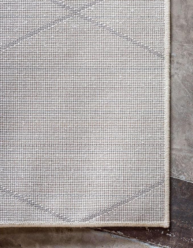 Unique Loom Trellis Frieze Collection Area Rug - Geometric (7' Square, Ivory/ Gray)