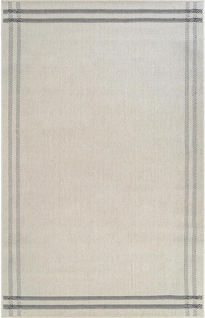 Easy Jute Rugs 10x14 Bordered Bone Color Living Room Indoor Outdoor Area Rug for Patio and Kitchen Rug High Traffic Washable Easy to Clean Solid Boho Woven Design Outside Carpet (10 x 14)