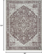 Bloom Rugs Washable Non-Slip 8' x 10' Rug - Dark Brown Traditional Medallion Area Rug for Living Room, Bedroom, Dining Room, and Kitchen - Exact Size: 8' x 10'