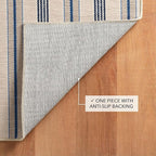 Dash and Albert Nimes Ticking Machine Washable Area Rug - 4' x 6' Neutral Stripe Washable Accent Rug - Durable, High Traffic Areas Kitchen, Mudroom, Hallways