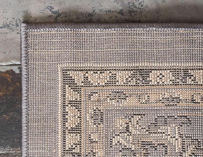 Unique Loom Sialk Hill Collection Area Rug - Washington (2' 11" x 16' 5" Runner Gray/Black)