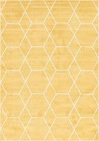 Unique Loom Trellis Frieze Collection Area Rug - Geometric (7' 1" x 10' Rectangle Yellow/Ivory)