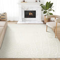 Abani Cream Area Rug for Living Room, Bedroom - Pebble Pattern - 8 x 10 - Durable & Easy to Clean