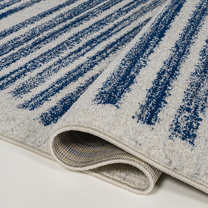 JONATHAN Y Khalil Modern Berber Stripe Cream/Navy Indoor Area Rug, 5x8, Contemporary, Bohemian, Easy-Cleaning for Living Room, Bedroom, Kitchen, Pet Friendly, Non-Shedding (MOH207E-5)