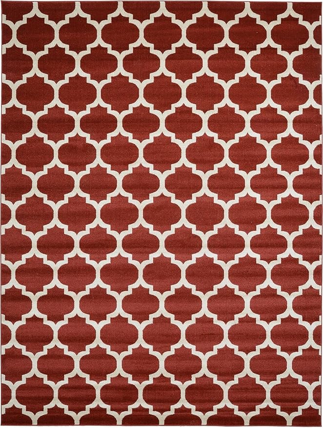 Rugs.com Lattice Collection Rug – 9' x 12' Dark Terracotta Medium Rug Perfect for Living Rooms, Large Dining Rooms, Open Floorplans
