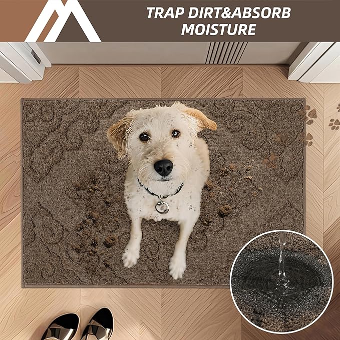 COSY HOMEER Door Mat 36”x60”,Absorbent Dirt Trapper Entryway Rugs,Non-Slip Welcome Mat,Washable Entry Rugs,Low Pile Doormat for Front Back Door,Wet Shoes & Paws,Brown